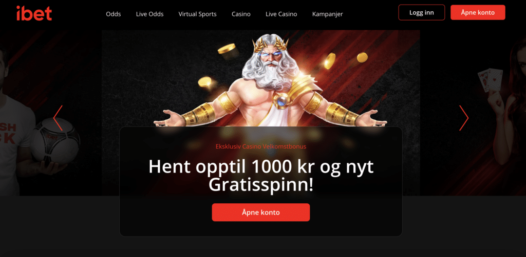 IBet Casino – skjermbilde fra nettsiden