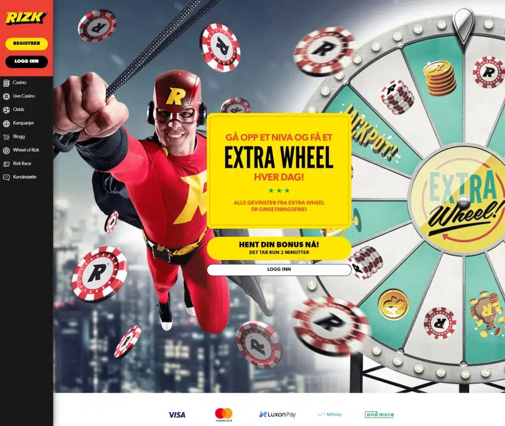 Rizk casino – skjermbilde fra nettsiden