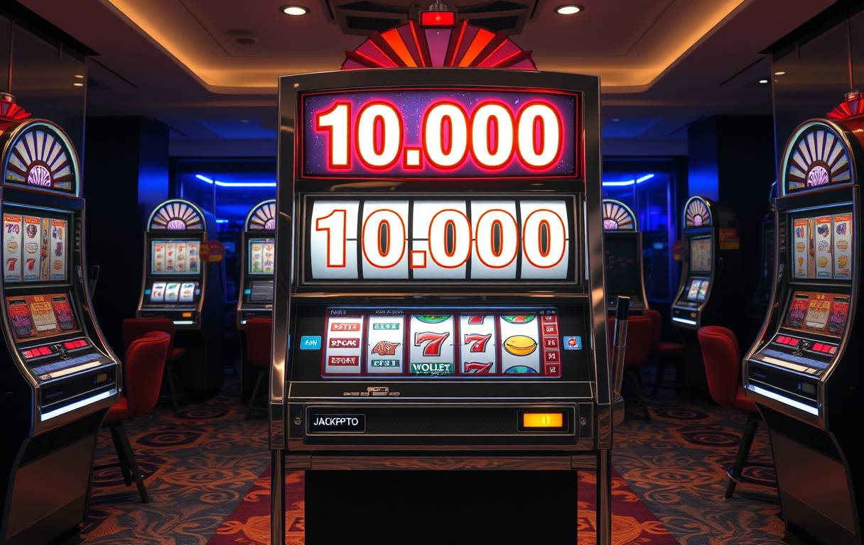Spilleautomat med progressiv jackpot på 10 millioner NOK.